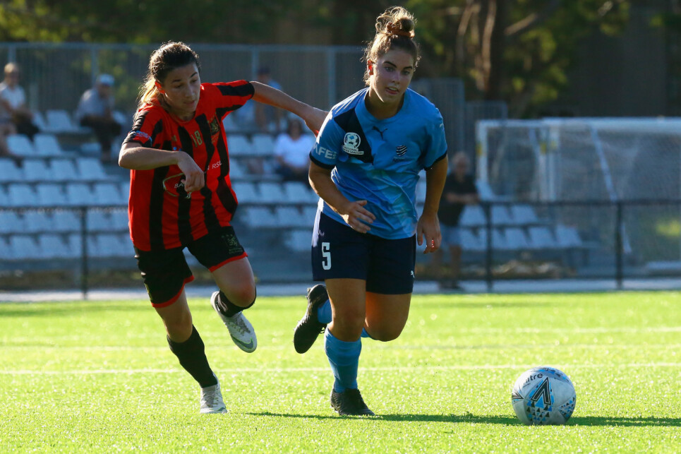 SEFTON, AUSTRALIA - APRIL 07:  Match action during the National Premier Leagues NSW Womens Round 5 match between Bankstown City FC and Football NSW Institute at Jensen Oval  on April 7, 2019 in Sefton, Australia. #NPLNSW @NPLNSW #NPLNSW @bankstowncityFC @FootballNSW  (Photo by Jeremy Ng/www.jeremyngphotos.com for Football NSW)